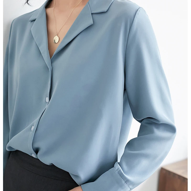 Najtaniej Nowości kobiety szyfonowa bluzki 2019 wiosna stylowe topy z długim rękawem urząd pracy szyfonowe bluzki koszulki Streetwear odzież