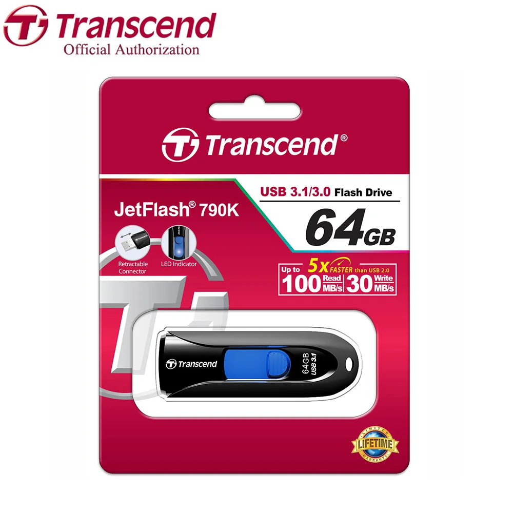 

Transcend JetFlash 790 USB Flash Drive High Speed USB 3.1 Flash Memory Stick Business Pen Drive 128GB 64GB 32GB 16GB 8GB