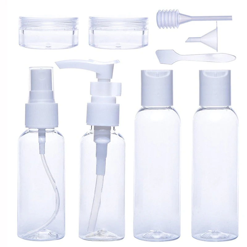 

9 Pieces Travel Clear Plastic Bottles Set Air Travel Bottles Toiletries Liquid Containers for Cosmetic Make-up
