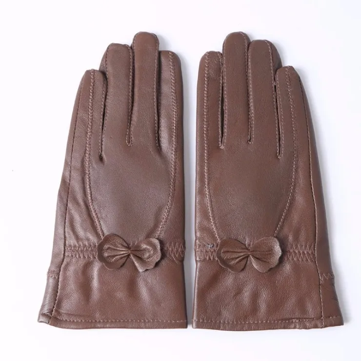 Новое поступление 2018 100% Высококачественная кожаная перчатка Женские чистые Классические Стильные перчатки из овчины зимние варежки
