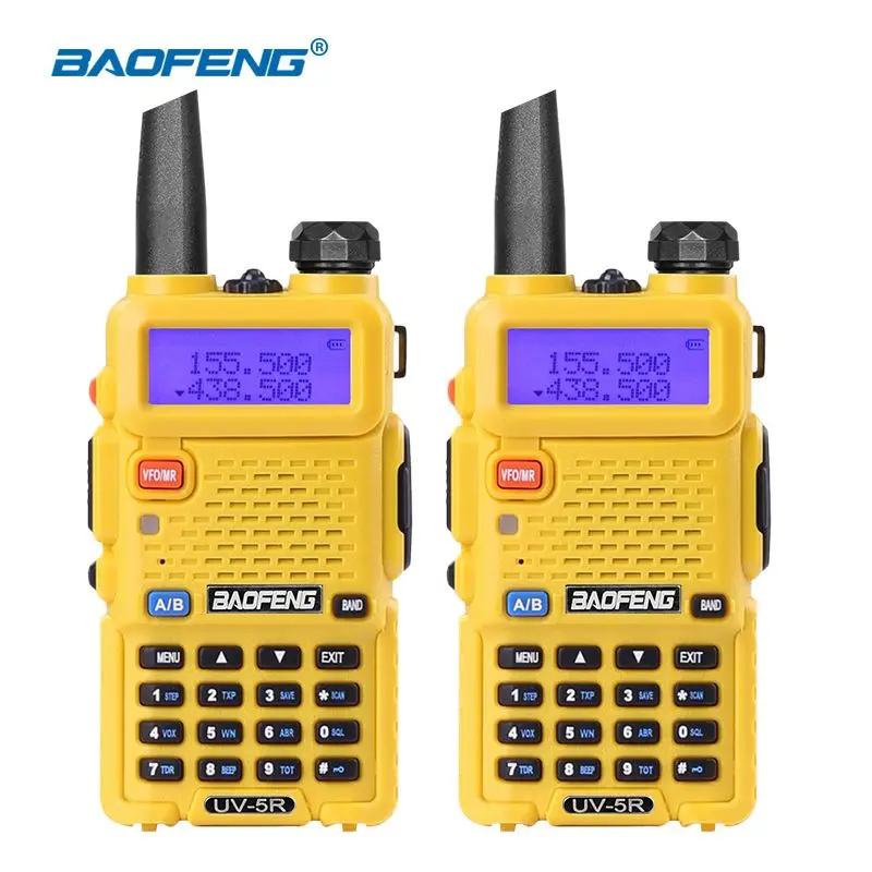 2 шт) Baofeng uv5r рация UV-5R Двухдиапазонная портативная 5 Вт двухсторонняя рация Pofung UV 5R портативная рация - Цвет: Цвет: желтый