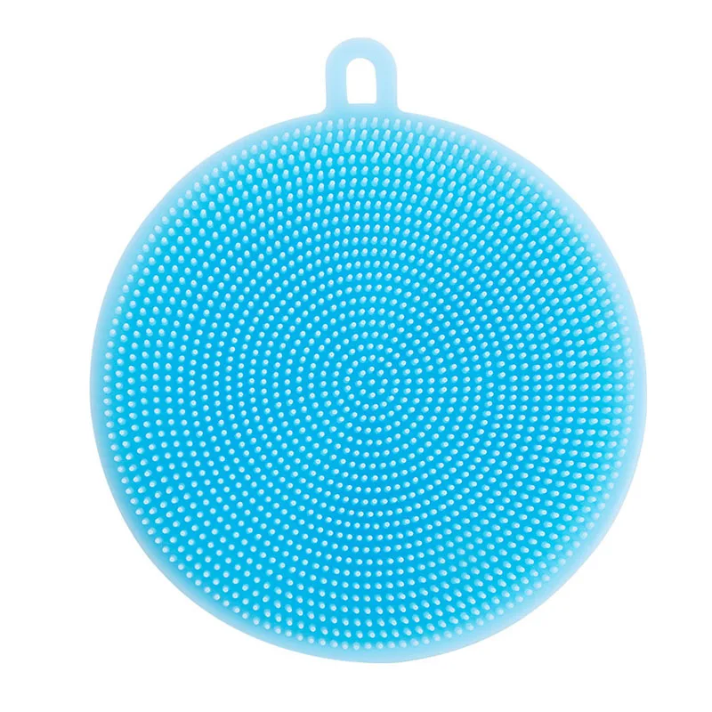 Silicone Dish Bowl Cleaning Brush Multifunction Scouring Pad Pot Pan Wash Brushes Kitchen Cleaner Washing Tool - Цвет: blue