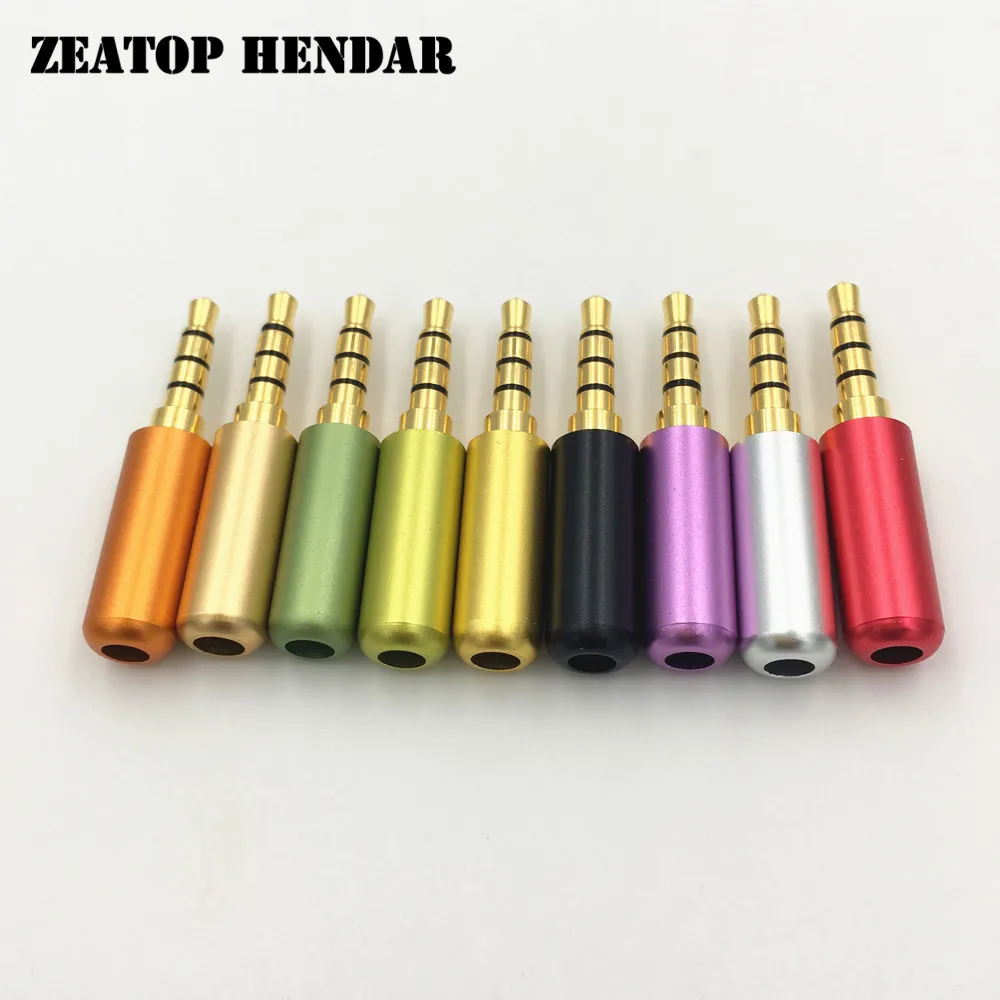 8Pcs Aluminum 3.5 Earphone Jack 3.5mm 4 pole Stereo Male Plug Gold