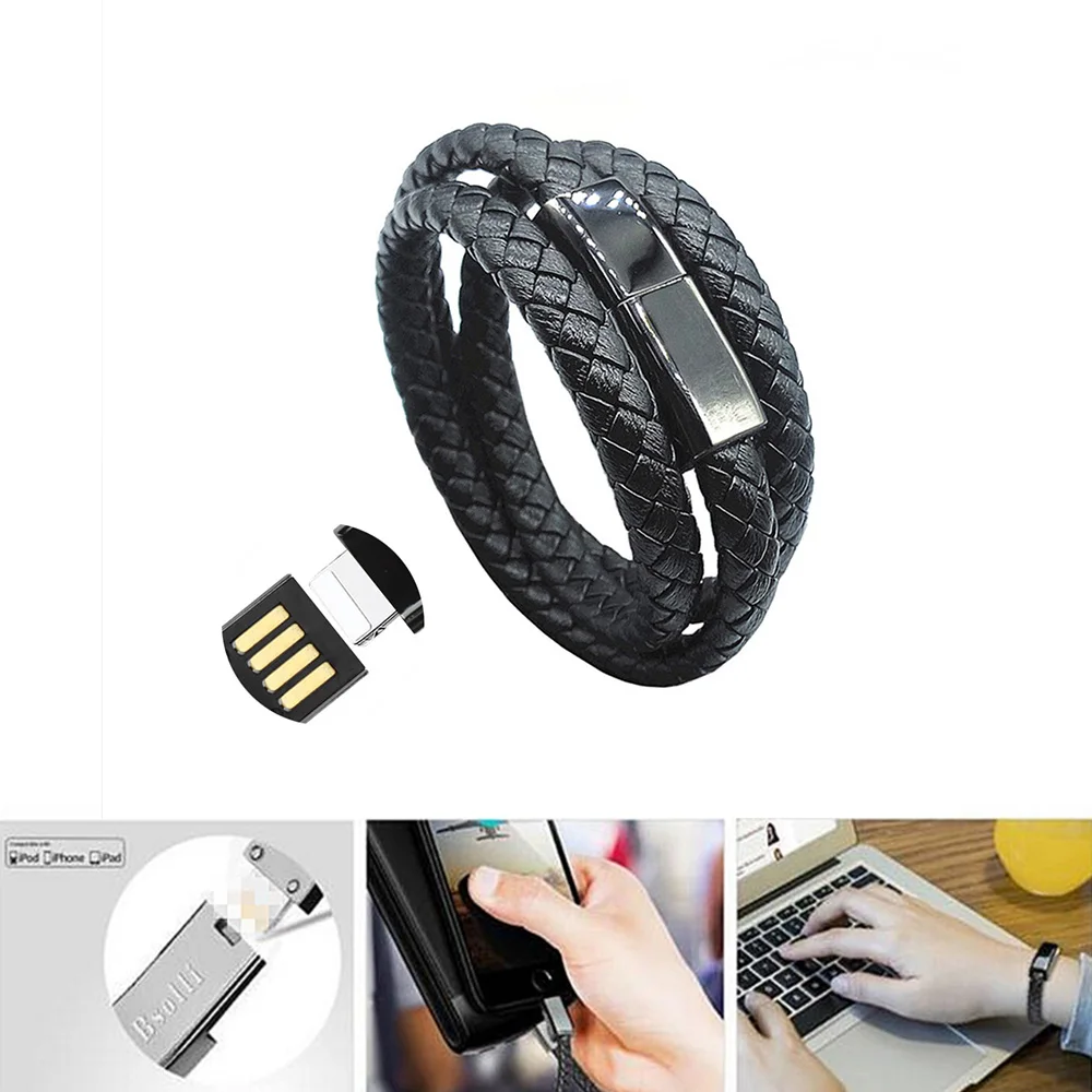 

Travel Fast USB Phone Chargers Bracelet Charger Data Charging Cable Sync Cord for Samsug S8 S9 Bracelet Men Steel Magnetic Clasp