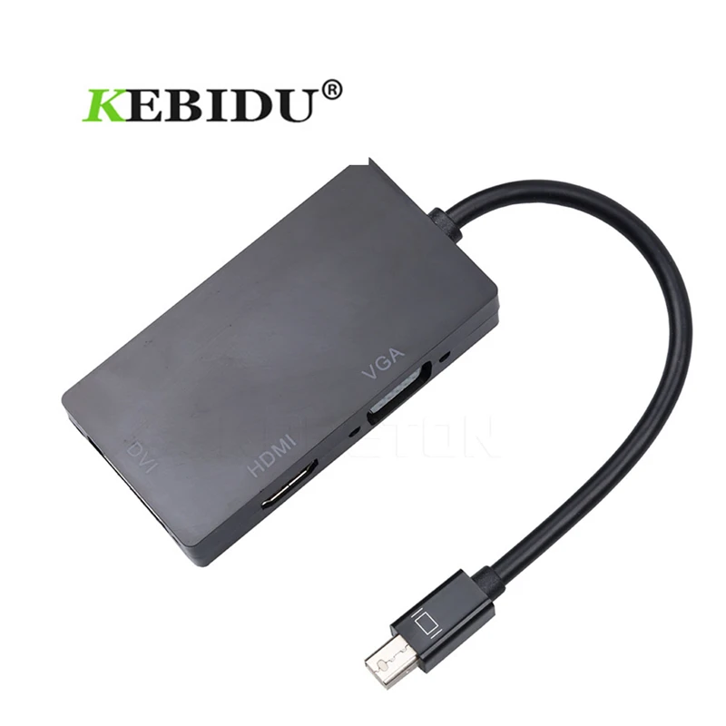 Адаптер Kebidu 3 в 1 Mini DisplayPort to HDMI VGA DVI адаптер Thunderbolt конвертер Мини DP кабель 1080p для