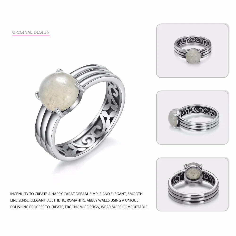 E-Manco 925 пробы серебристо-серый дым кристалл натуральный камень кольцо обручальное и обручальное Винтажное кольцо новое поступление подарок