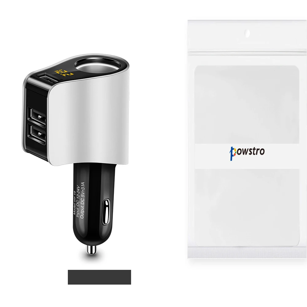 POWSTRO HY10 3.1A 3 USB быстрая зарядка автомобильный адаптер зарядного устройства для телефона с Volmeter Прикуриватель разъем для DC 12-24 В