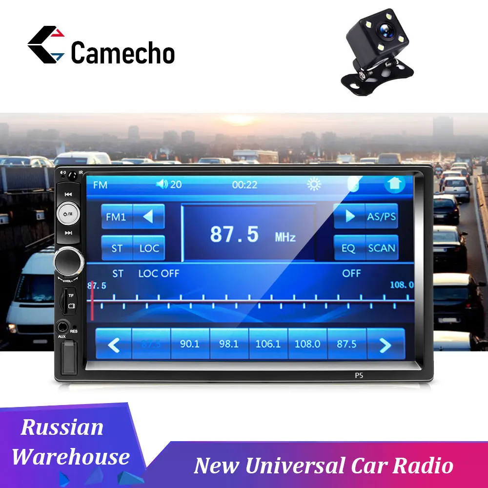 

Camecho 2 Din Car Radio 7" HD Autoradio Multimedia Player 2DIN Touch Screen Auto audio Car Stereo MP5 Bluetooth USB TF FM Camera