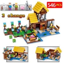 New Technic LegoINGLYs Minecraft Village 21144 Toys For Children Classic The Farm Cottage DIY Bricks Mini Action figures