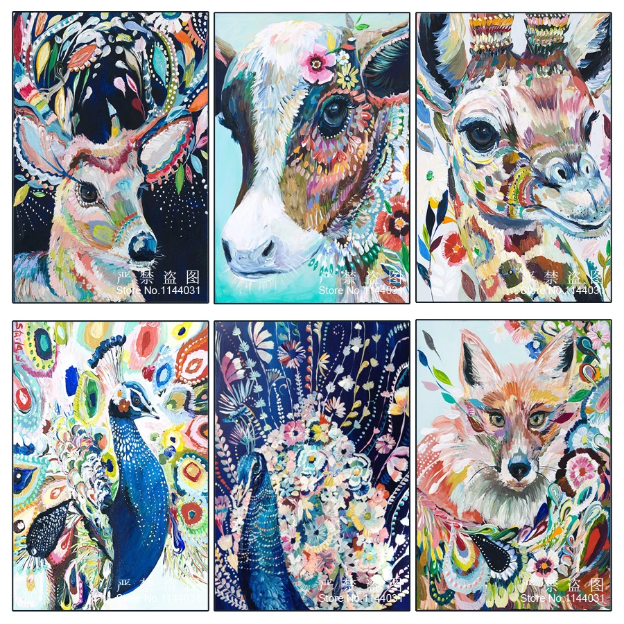 

5D DIY Diamond Painting Animal & Flower Mosaic Pictures Wall Picture Cattle Deer Giraffe Fox Diamond Embroidery Cross Stitch Kit