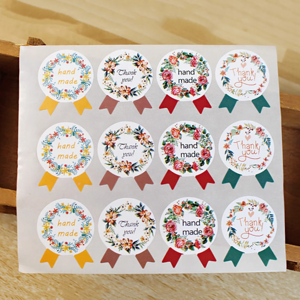 

60pcs/lot DIY Vintage Handmade Stickers Kraft Label Sticker 5 Sheets Hand Made For Gift Cake Baking Sealing Sticker Best Selling