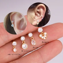 Sellsets 1 шт. Новая мода штанга нержавеющая сталь подвесное сердечко Круглый CZ мотаться Tragus Daith Helix Конч тонкий пирсинг уха