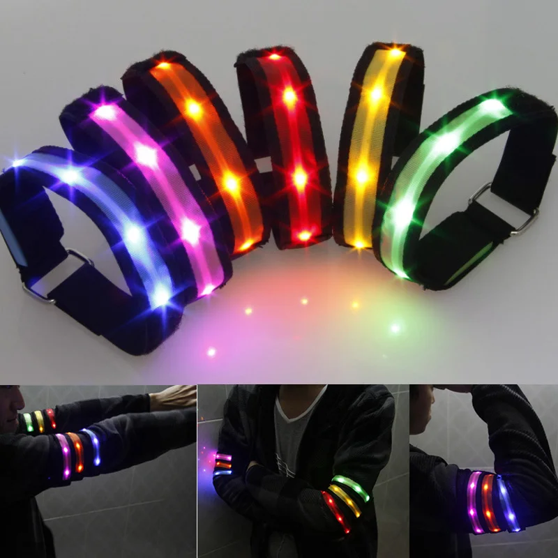 4 Multicolour LED Running Armband Reflective Flashing Running Jogging Visibility