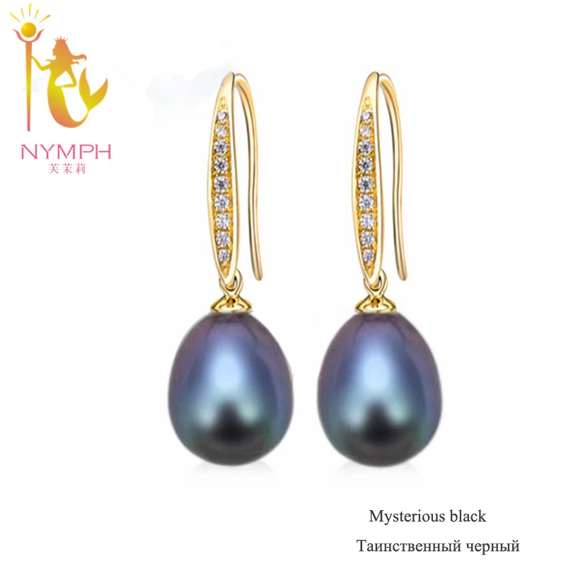 -NYMPH-Pearl-Jewelry-Black-Pearl-Earrings-Sterling-Silver-Jewelry-Natural-Freshwater-Drop-Pearl-Earrings-For