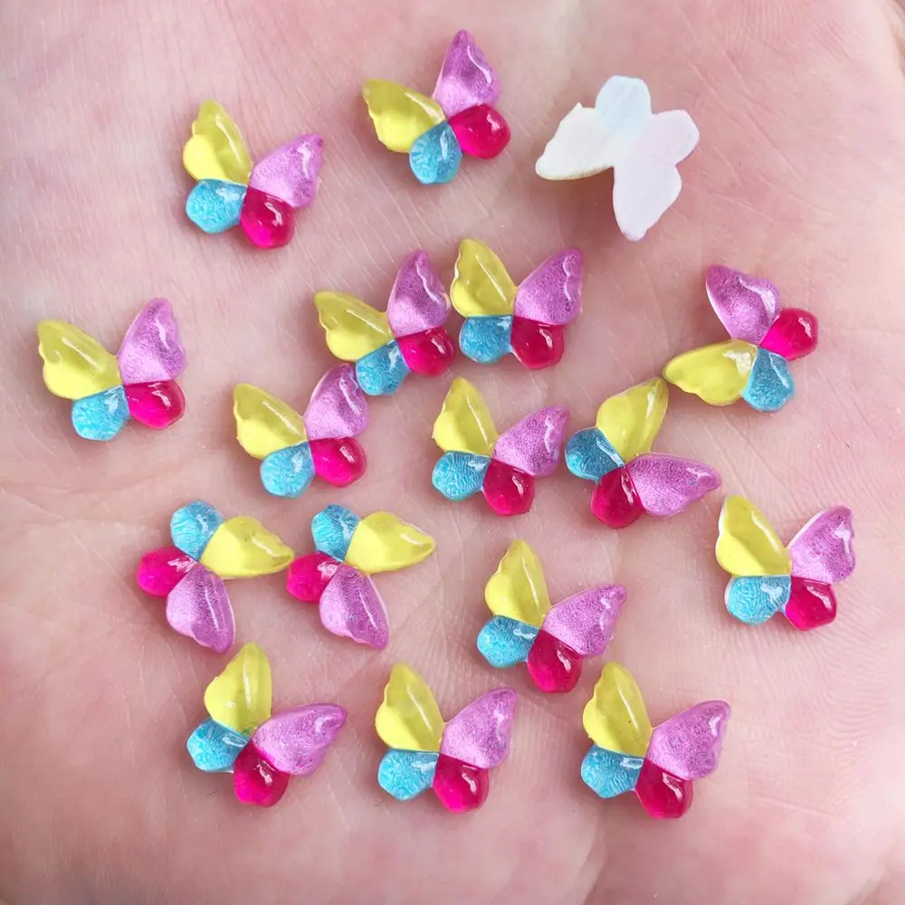 40 шт полимерные блестящие 10 мм Цветные бабочки плоские с оборота узоры из страз DIY Свадебные Аппликации Ремесло W73 - Color: W735