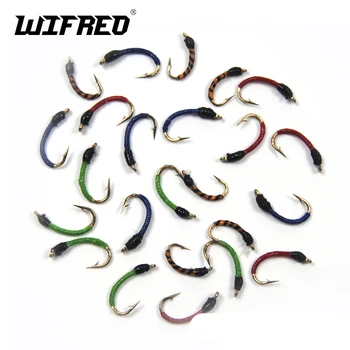 

Wifreo 8PCS New shelves Red & Green & Yellow & Bule Larva Pan Fish Fly White Fish Blue Gill Perch Fishing Nymph fly