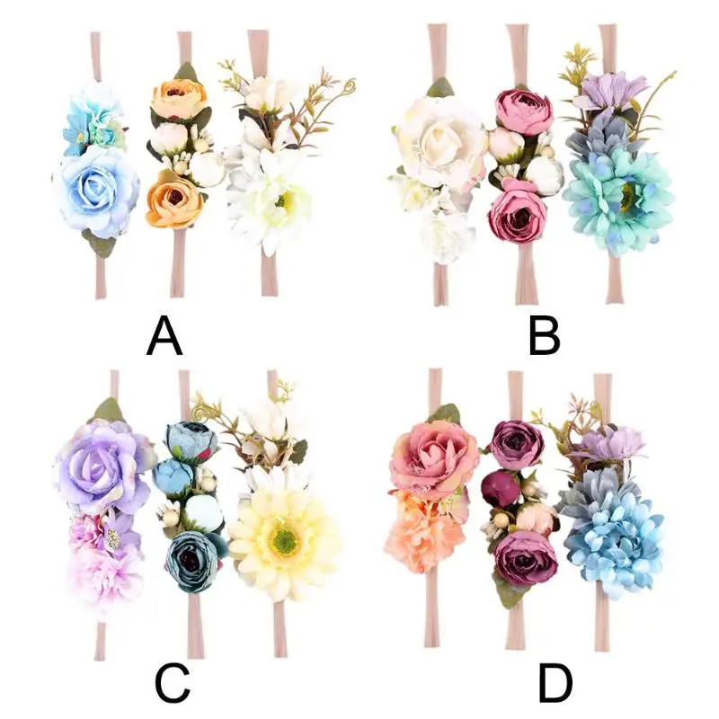 

3pcs/pack Colorful Flowers Baby Children Headdress Toddler Headbands Kids Simulated flowery hair band Baby Headwear Gift