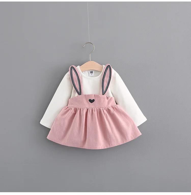 

New Korean version girl wash cotton rabbit printed knitted long sleeved two piece children's wear