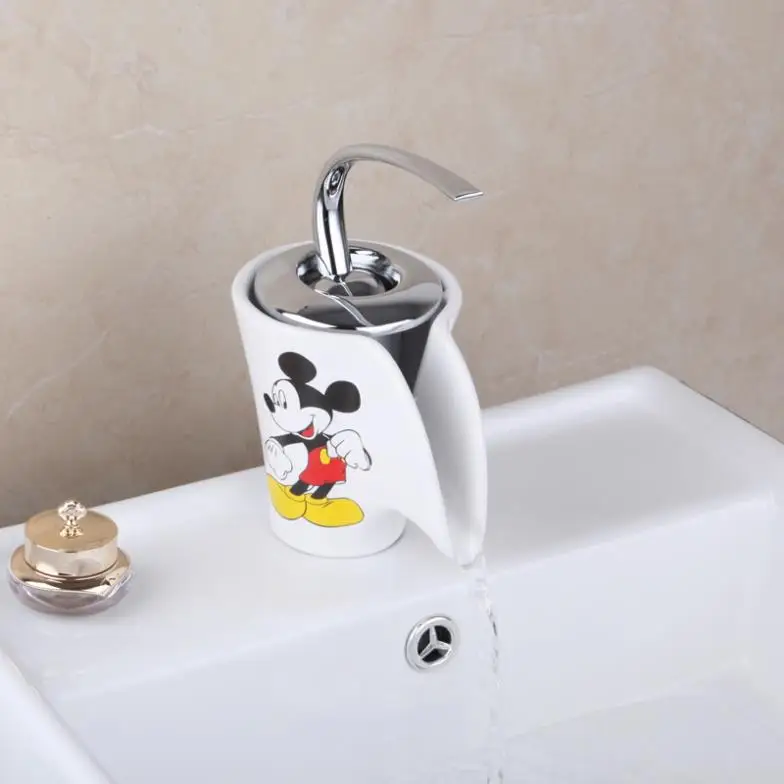 

e-pak Free Shipping Beautiful Micky Mouse Pattern Unique Construction & Real Estate L90 Single Handle Bathroom Basin Sink Faucet