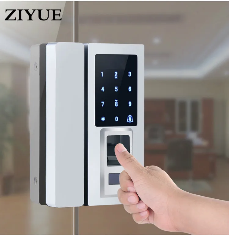 Touch Screen Digit Electronic Glass door Fingerprint Lock For Glass