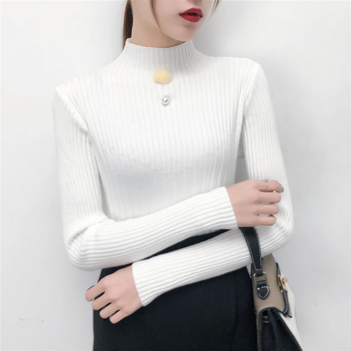 Women Sweater Long Sleeve High Elastic Knitted Pullovers Sweater 2018 Winter Women Turtleneck Autumn Sweater Slim Warm Women Sweater Long Sleeve High Elastic Knitted Pullovers Sweater 2018 Winter Women Turtleneck Autumn Sweater Slim Warm