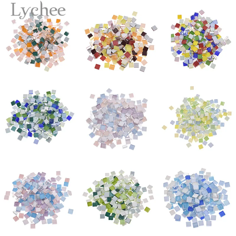 Lychee Life 200g/205pcs Multicolor Glass Mosaic Tile Square Tiles DIY Arts Crafts Making Material | Дом и сад