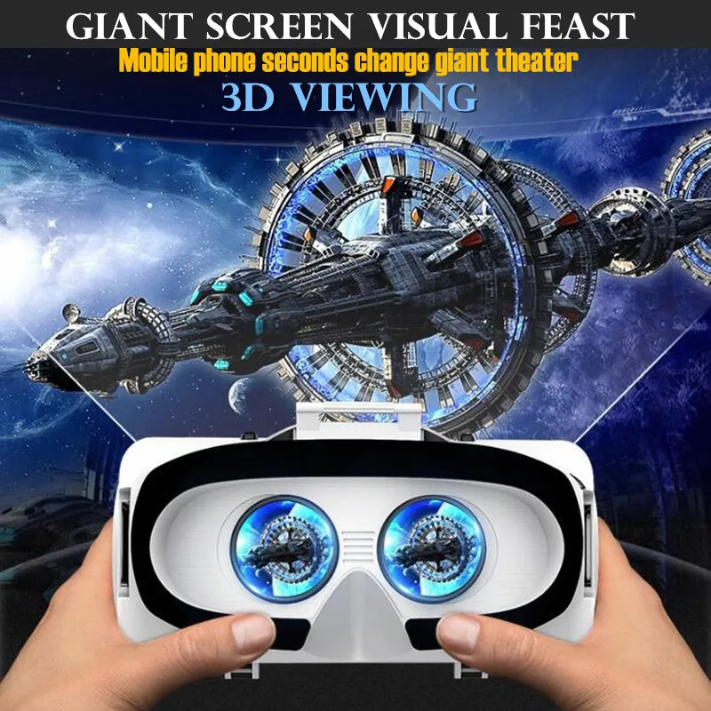 Most Popular XJvLD Original VR Virtual Reality 3D Glasses Box Stereo VR Google Cardboard Headset Helmet for IOS Android Smartphone,Bluetooth Rocker