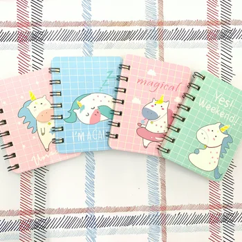 

80 Sheets Kawaii Unicorn Coil Portable Mini Vocabulary Writing Reciting Book Kids Gift Plan Writing Paper
