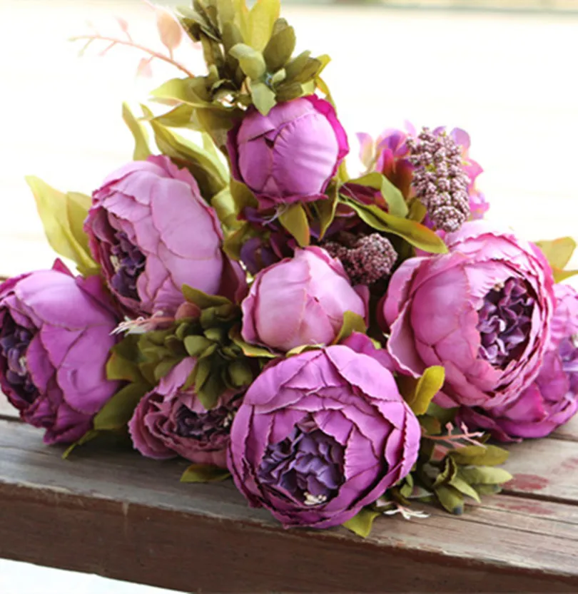 (8 heads/bunch) 47cm/18.5" Artificial Peony Flower Fake Peonies with