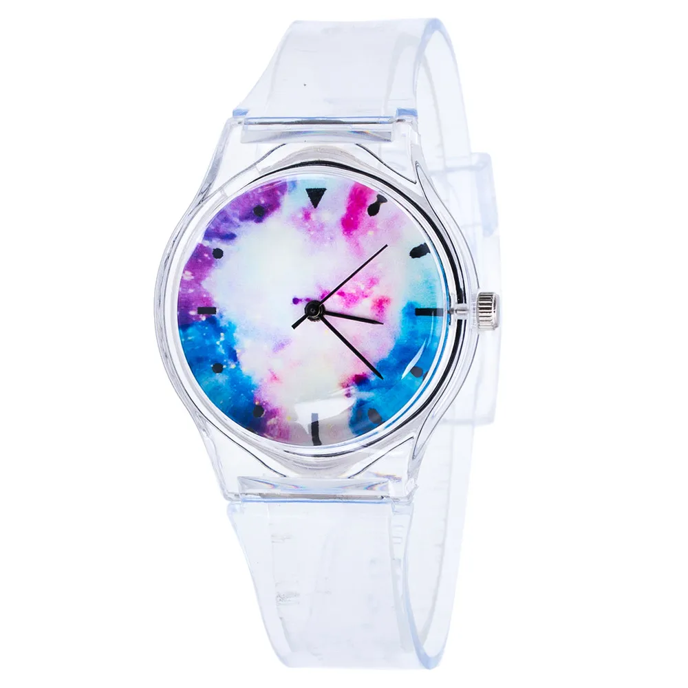 Дизайн дети прекрасный узор прозрачный силиконовый гель группа кварцевые наручные часы для студентов мальчиков девочек подарок