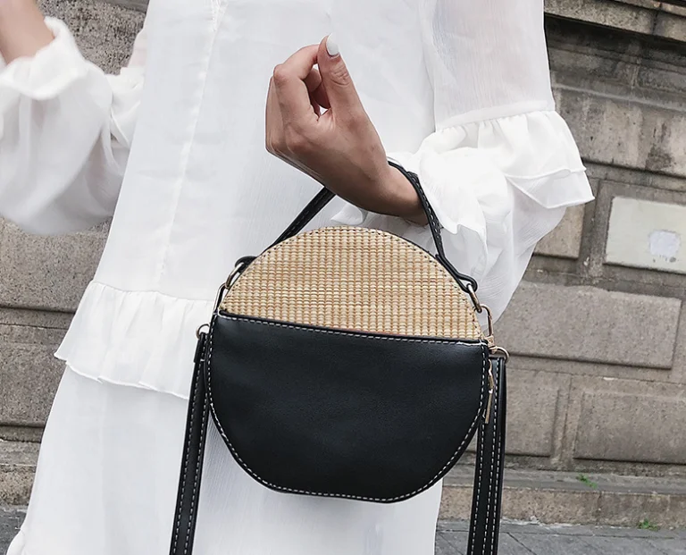 Стиль, модная пляжная сумка, соломенные сумки через плечо, женские сумки, круглые сумки из ротанга, женские маленькие круглые сумки, подходящие ко всему LFB532 - Цвет: style 2