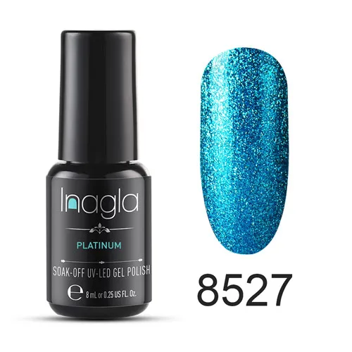 Inagla, 8 мл, Платиновый гель для ногтей, блеск, звездный блеск, гель для ногтей, краска, кристалл, замачивается, УФ светодиодный Гель-лак для ногтей, грунтовка - Цвет: 8527