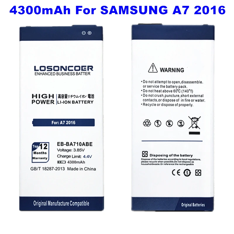 

LOSONCOER EB-BA710ABE 4300mAh High Capacity Phone Battery For Samsung GALAXY A7 2016 A7100 A7109 A710 A710F Batteries