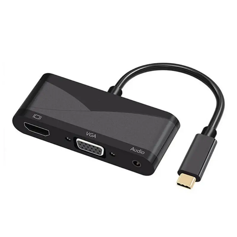 

ALLOYSEED USB C Type C to HDMI VGA 3.5mm Audio Adapter 3 in 1 USB 3.1 USB-C Converter Cable for Laptop Macbook Google