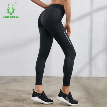 

2019 Vansydical Reflective Yoga Pants Women High Waist Fitness Workout Sports Running Leggings Stretchy Gym Tights
