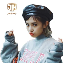 Joejerry Fashion Felt Pu Leather Beret Hat Women Cap Female Ladies Beanie Beret Girls For Spring And Autumn