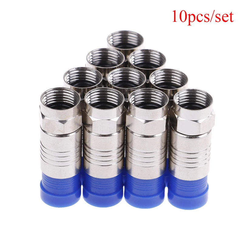 

10Pcs F-Type Male Plug Compression Connectors For RG6 Coax Coaxial TV Cable HQ