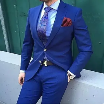 

Fashion High Quality Royal Blue Men Business Suits ( Jacket+Pants ) Groom Suit Blue Mens Suits Wedding Groom Tuxedos For Men