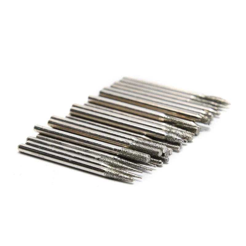 30PCS 2.35mm Rotary Tools Mini Drill Bits Diamond Burs Grinding Wheel Abrasive Shank Wood Stone Engraving for Dremel Power Tools