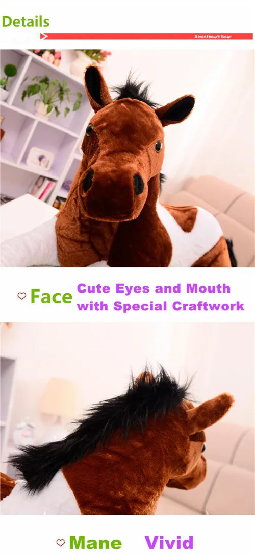 Fancytrader 51'' Giant Soft Plush Emulational Horse Toy Big Lifelike Stuffed Horse 130cm 4 Colors Terrific Simulation Gift (13)