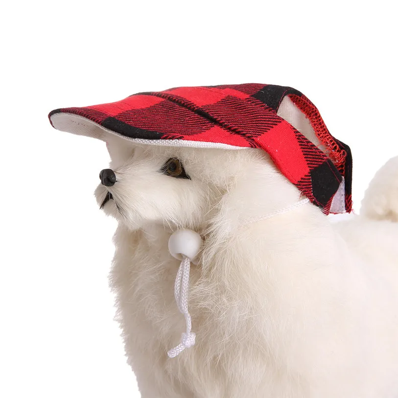 Fashion Plaid Pets Cap Hat Dog Cat Headband Summer Outdoor Headdress Costumes Hair Band Sun Hat Festival Cat Dog Band 40JA11 (5)