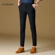 Новые Сезонные стильные мужские длинные штаны модные эластичные высококачественные европейские Простые однотонные мужские брюки размер 28-36