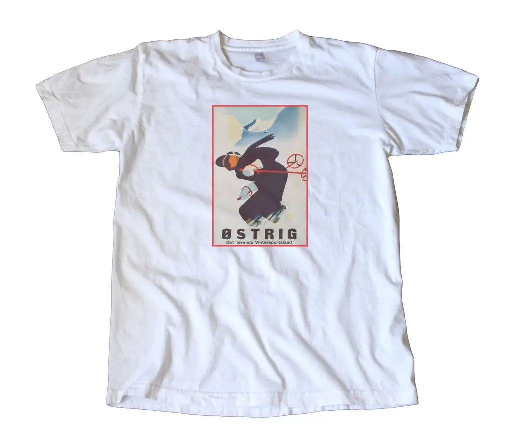 خمر الثلوج تزلج النمسا المشارك تي شيرت-Alps التزلج