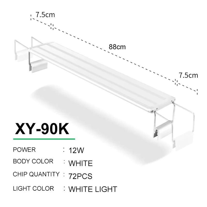88-103 см светодиодный светильник для аквариума с белым/белым+ синим светодиодный s освещение для водных растений водонепроницаемый пристегивающийся светильник для аквариума - Цвет: XY-90K White Light