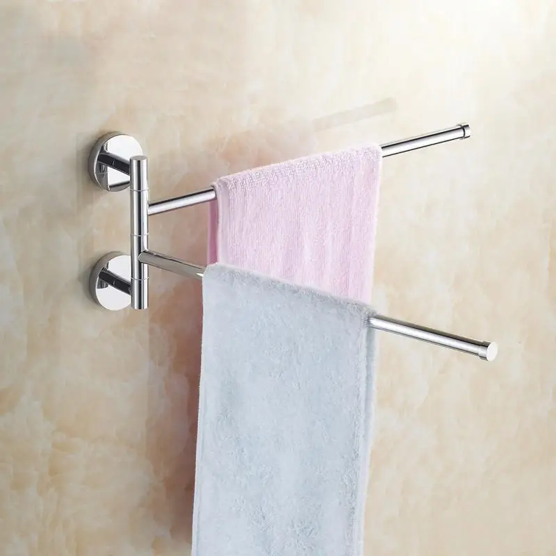 

Stainless Steel Wall Mount Swing Out Towel Bar 2-Bar Folding Arm Swivel Hanger Towel Rack Hanger Holder Organizer