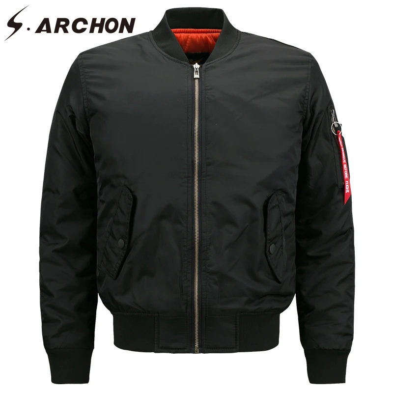 S.ARCHON Air Force Military Tactical Bomber Jackets Men Winter Warm Cotton Padded Army Pilot