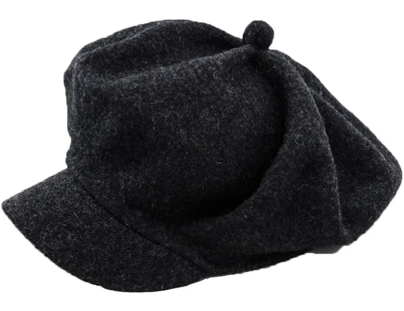 Douchow Женская однотонная шерстяная шапка с французским газетчиком, шапки s, высокое качество, зимняя теплая шапочка для девушек, шапка для женщин - Цвет: Mix Dark Grey