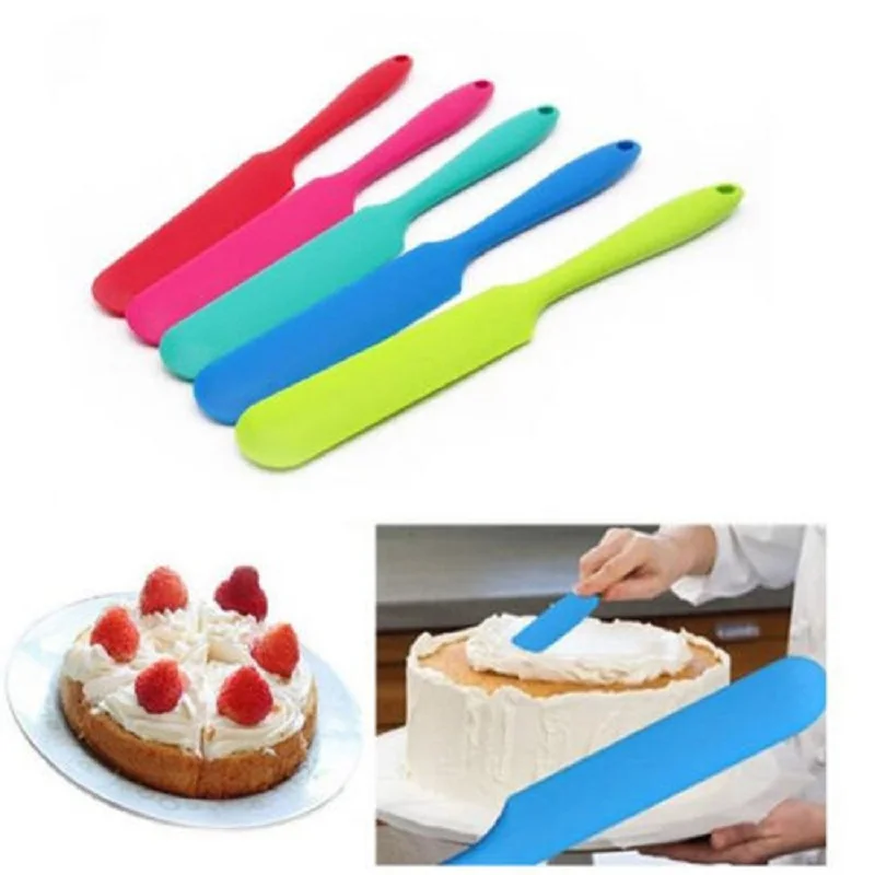  Silicone Cake Spatulas Scraper Cake Smoother Polisher Long Handle Fondant Sugarcraft Butter Cream M