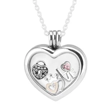 Большой подвешиваемый кулон сердце подвески и ожерелья с 3 шт частей стерлингового серебра 925 ювелирные изделия