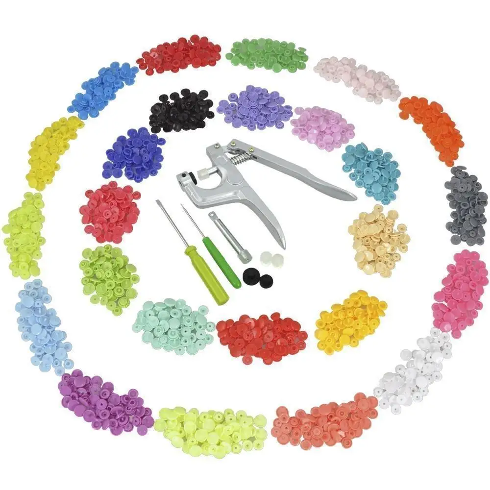 

350 Pcs/Sets Plastic Snap Buttons With Snap Tools Plier Set Fastener Buttons For Clothes Used Diaper DIY Mixing T3 T5 T8